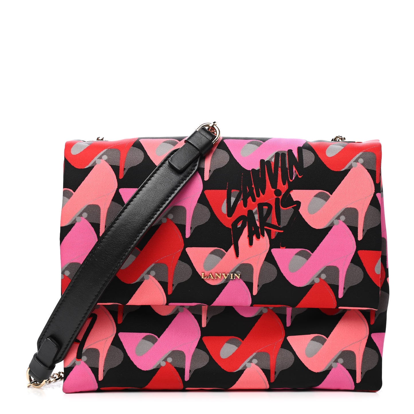 Canvas Shoe Print Shoulder Bag Multicolor