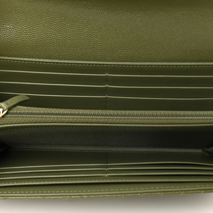 Chanel Caviar Chevron Quilted Boy Flap Wallet Green 5 of 8