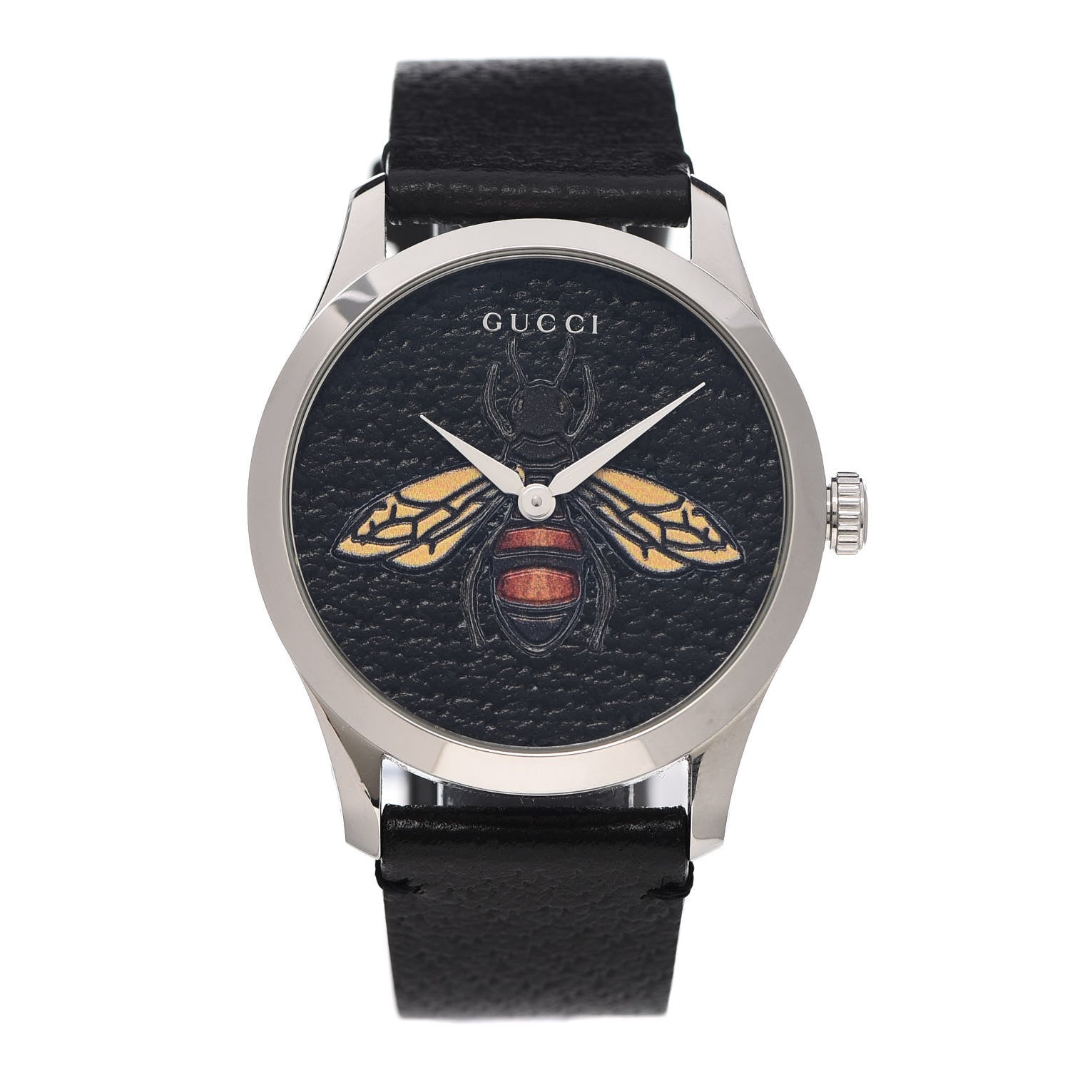 Gucci Stainless Steel Calfskin 38mm G-Timeless Bee Quartz Watch Black 1 of 5