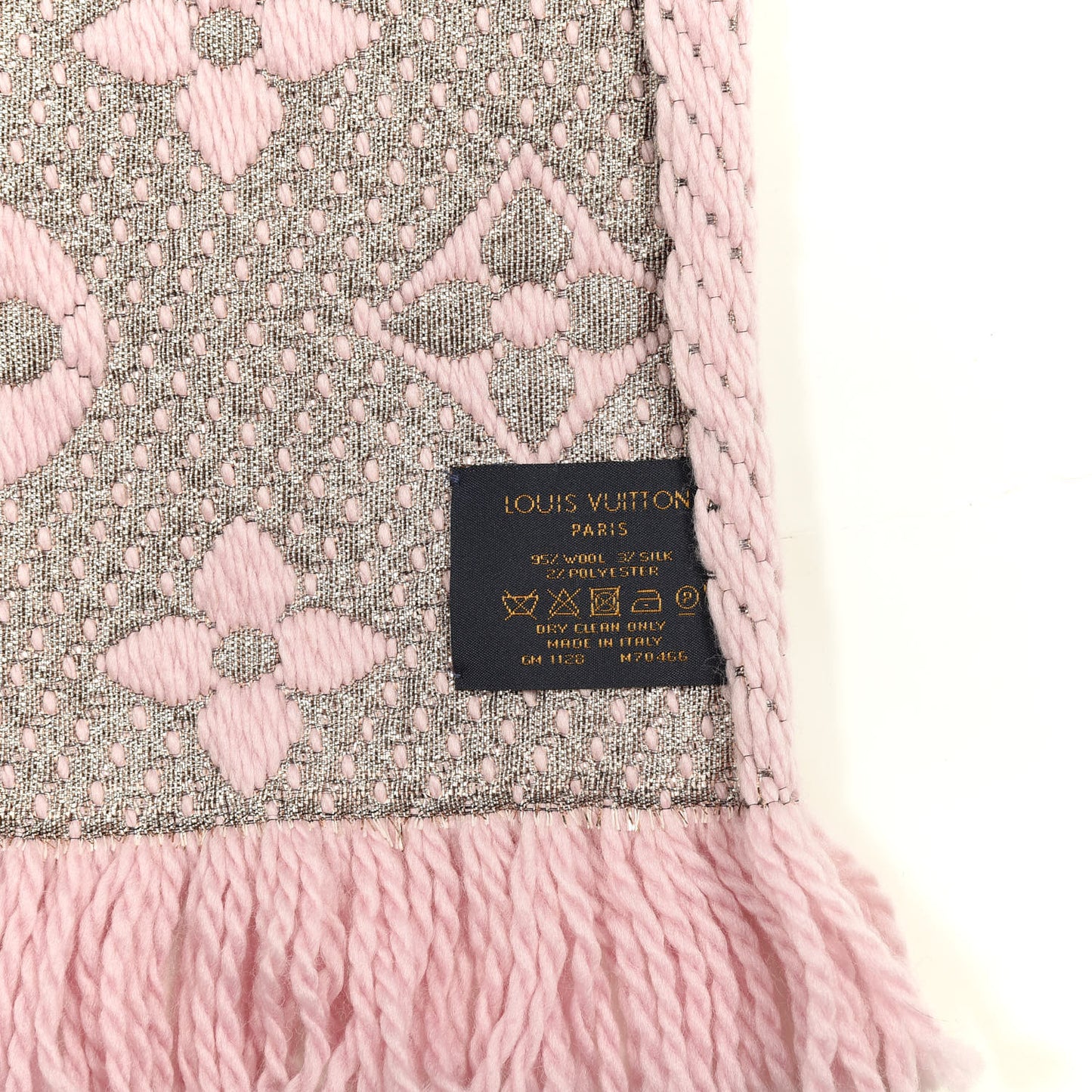 Wool Silk Logomania Shine Scarf Pink