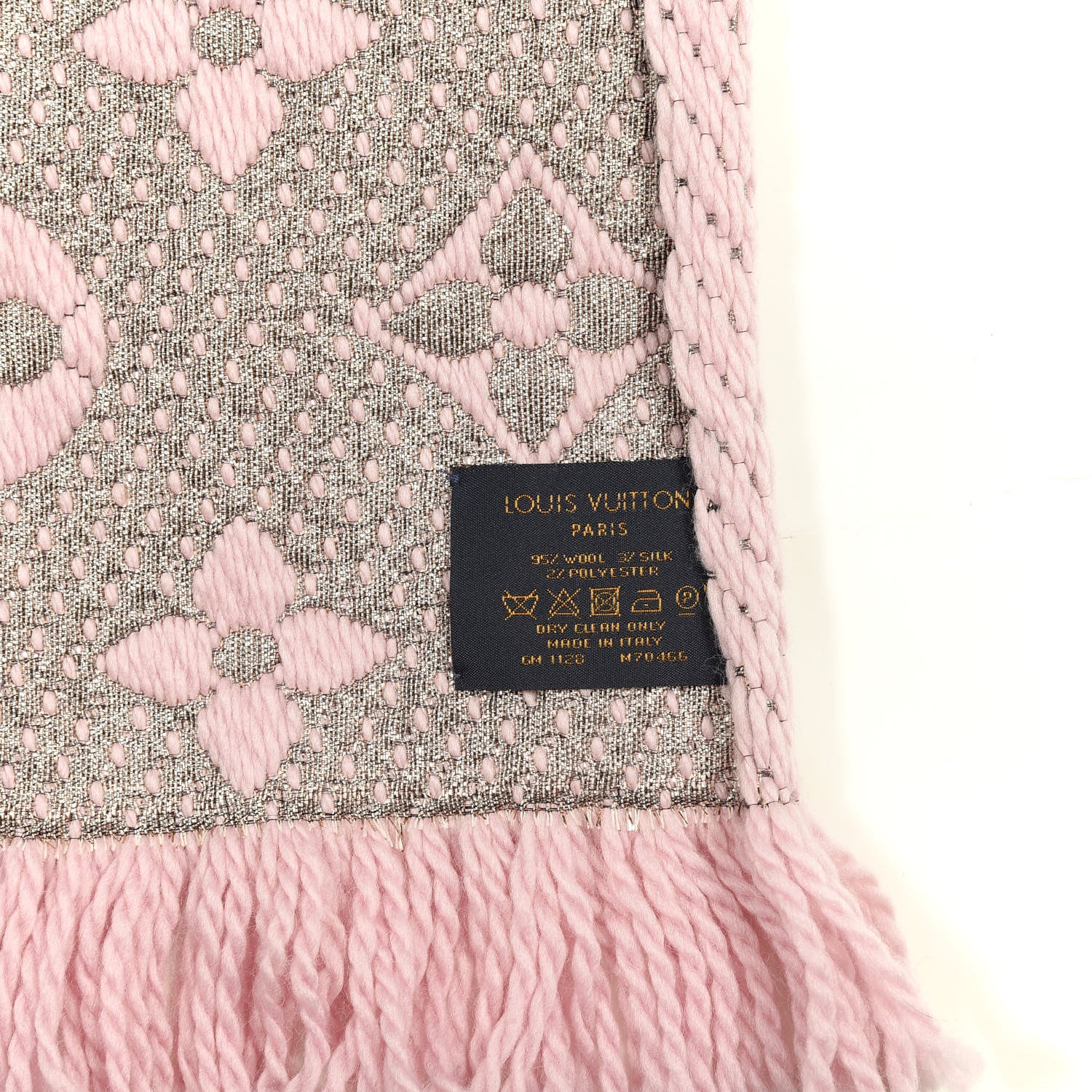 Louis Vuitton Wool Silk Logomania Shine Scarf Pink 3 of 3
