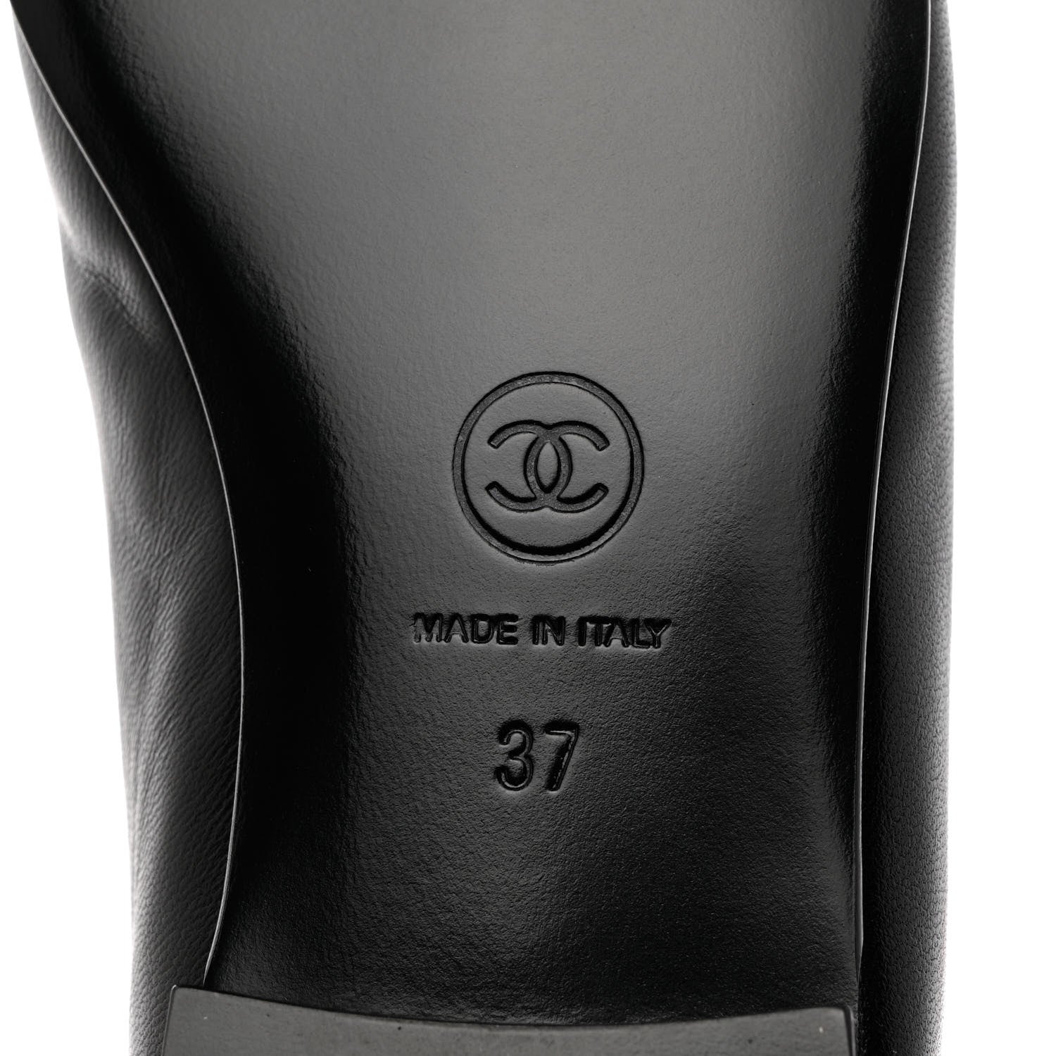 Chanel Lambskin Patent Cap Toe CC Ballerina Flats 37 Black 8 of 12