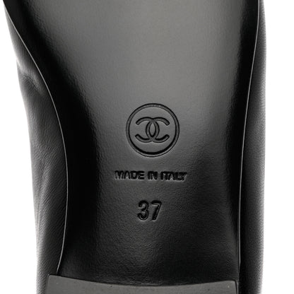 Chanel Lambskin Patent Cap Toe CC Ballerina Flats 37 Black 8 of 12