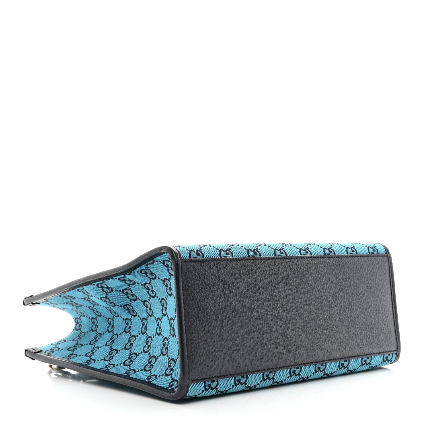 Gucci Monogram Multicolor Textured Dollar Calfskin Small Retro Interlocking G Tote Bag Light Blue 4 of 9