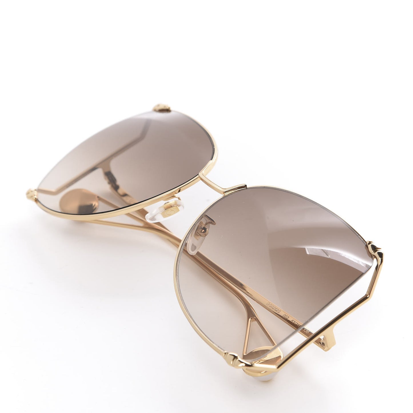 Oversized Round Sunglasses GG0252S Gold Brown