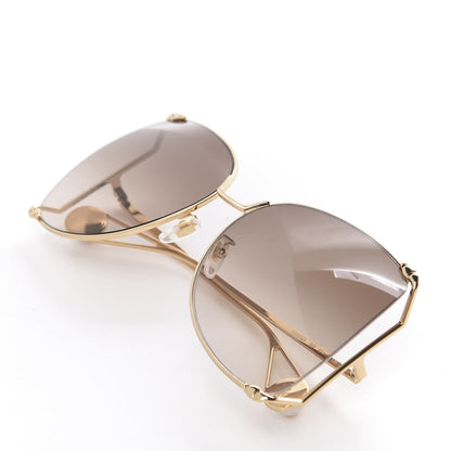 Gucci Oversized Round Sunglasses GG0252S Gold Brown 7 of 8