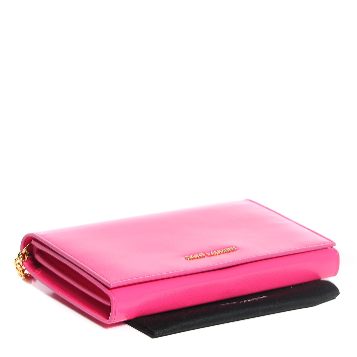 Saint Laurent Patent Grain de Poudre Classic Letters Chain Wallet Lipstick Pink 4 of 6