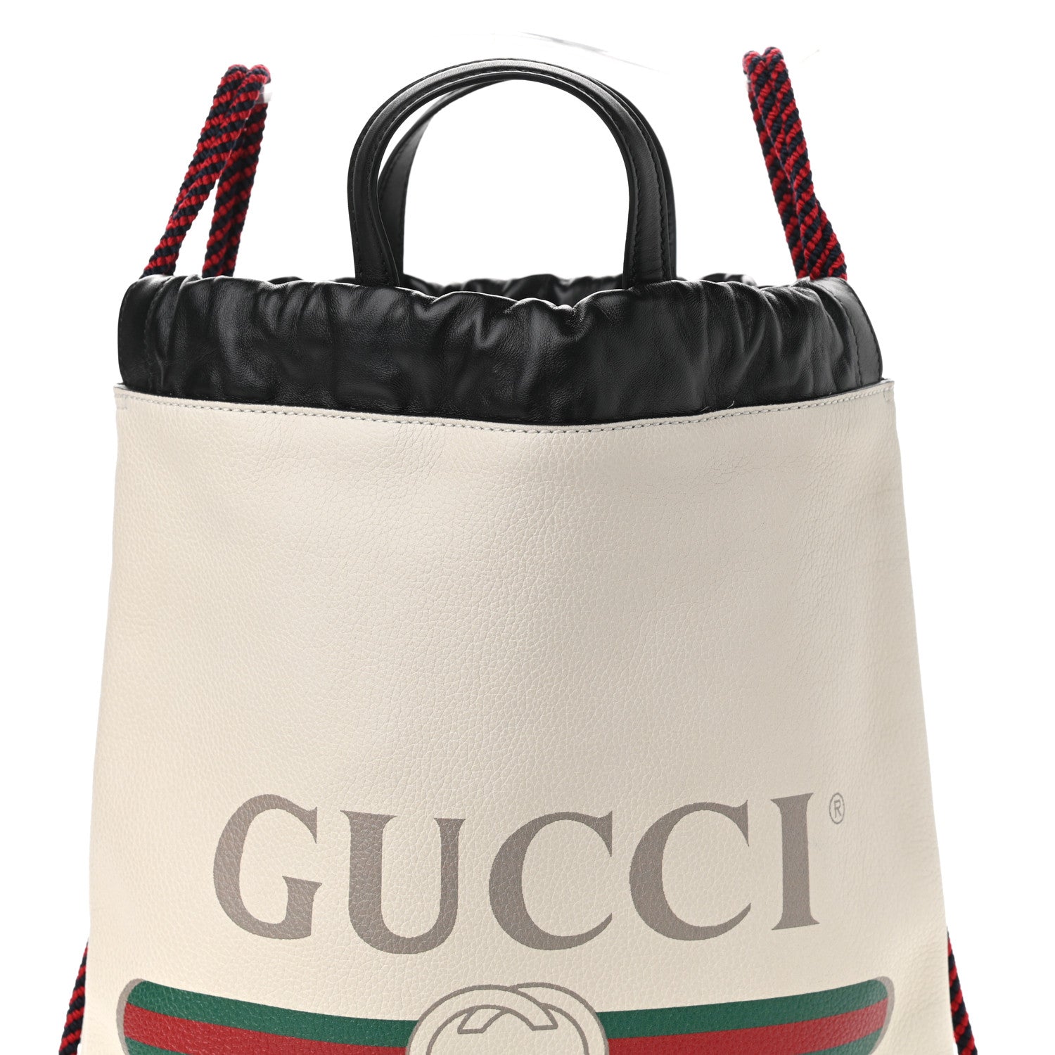 Gucci Calfskin Logo Drawstring Backpack Mystic White 9 of 11