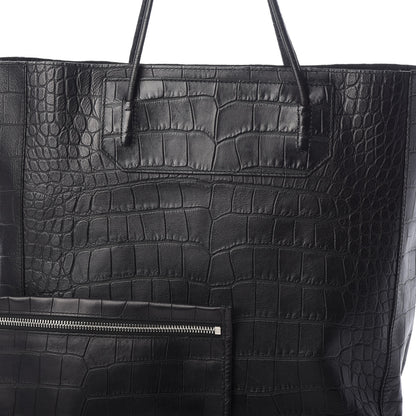 Alexander Wang Calfskin Crocodile Embossed Prisma Skeletal Tote Black Silver Hardware 7 of 9