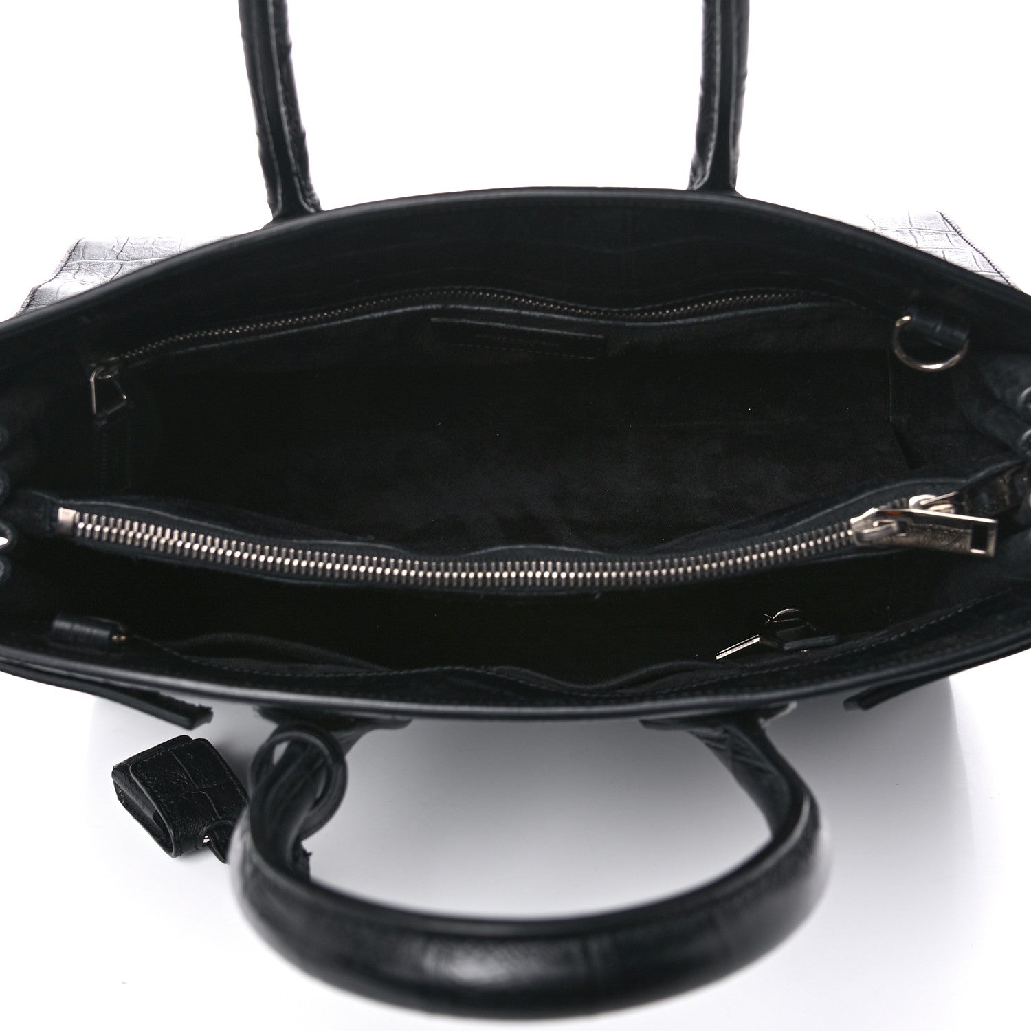Saint Laurent Calfskin Crocodile Embossed Small Sac de Jour Black 4 of 15