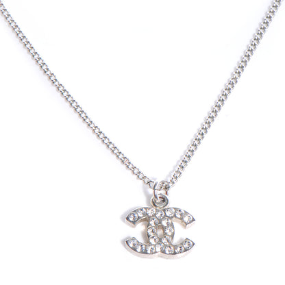 Chanel Swarovski Crystal CC Necklace Silver 1 of 5