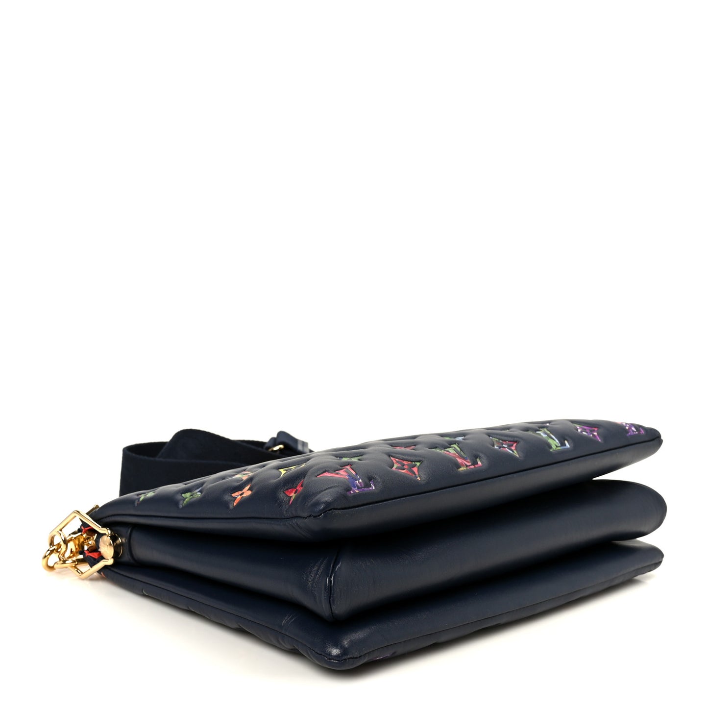 Lambskin Embossed Monogram LV Garden Coussin MM Navy Blue