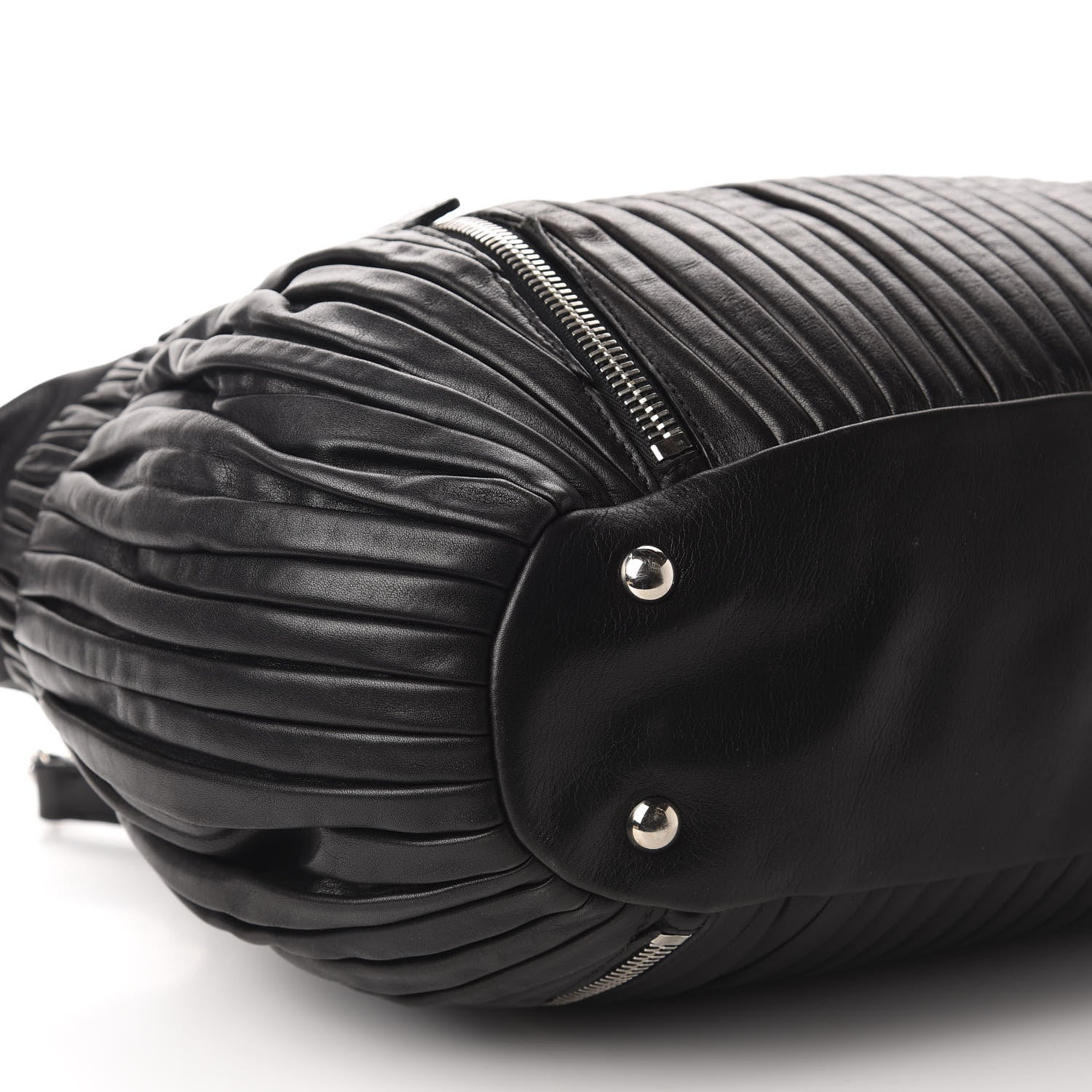Miu Miu Nappa Plisse Zip Satchel Black 6 of 11