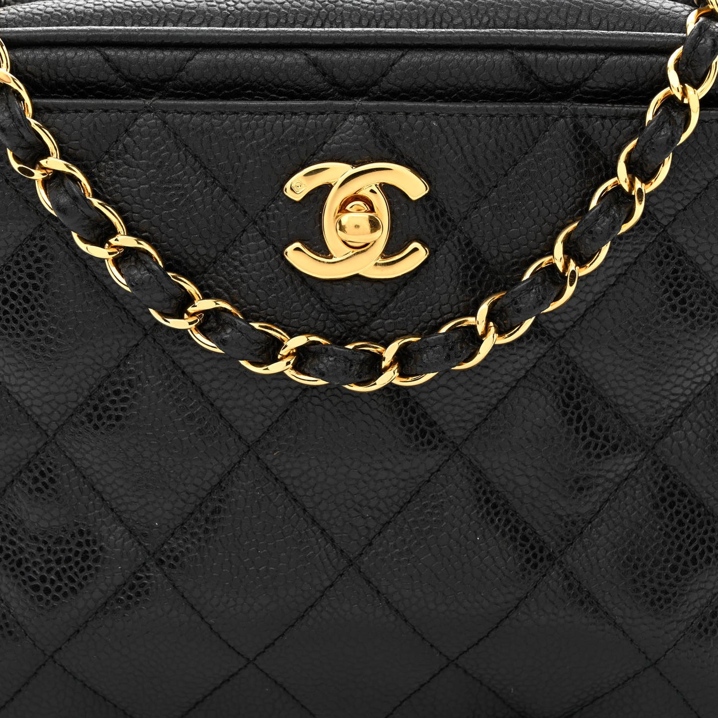 Caviar Quilted Camera Case Black