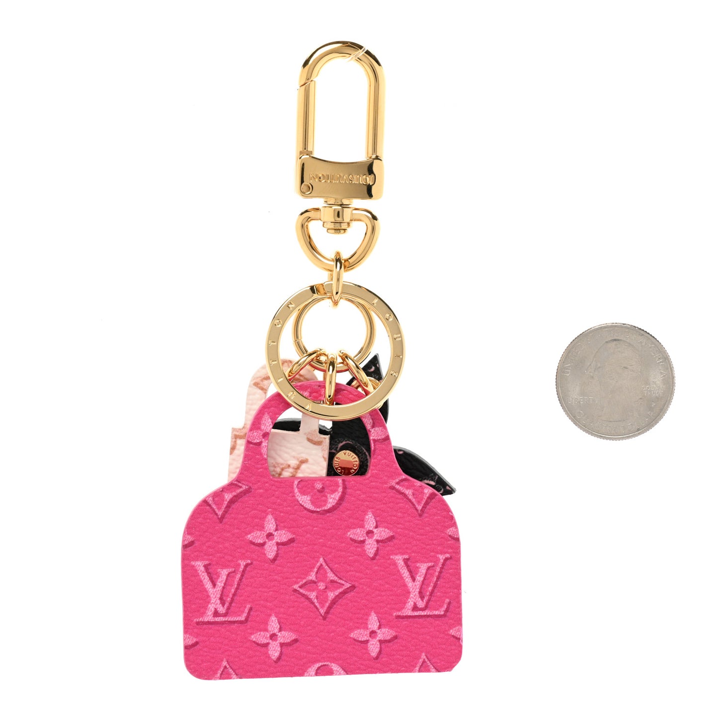 Monogram Alma Bag Charm Key Holder Fuchsia