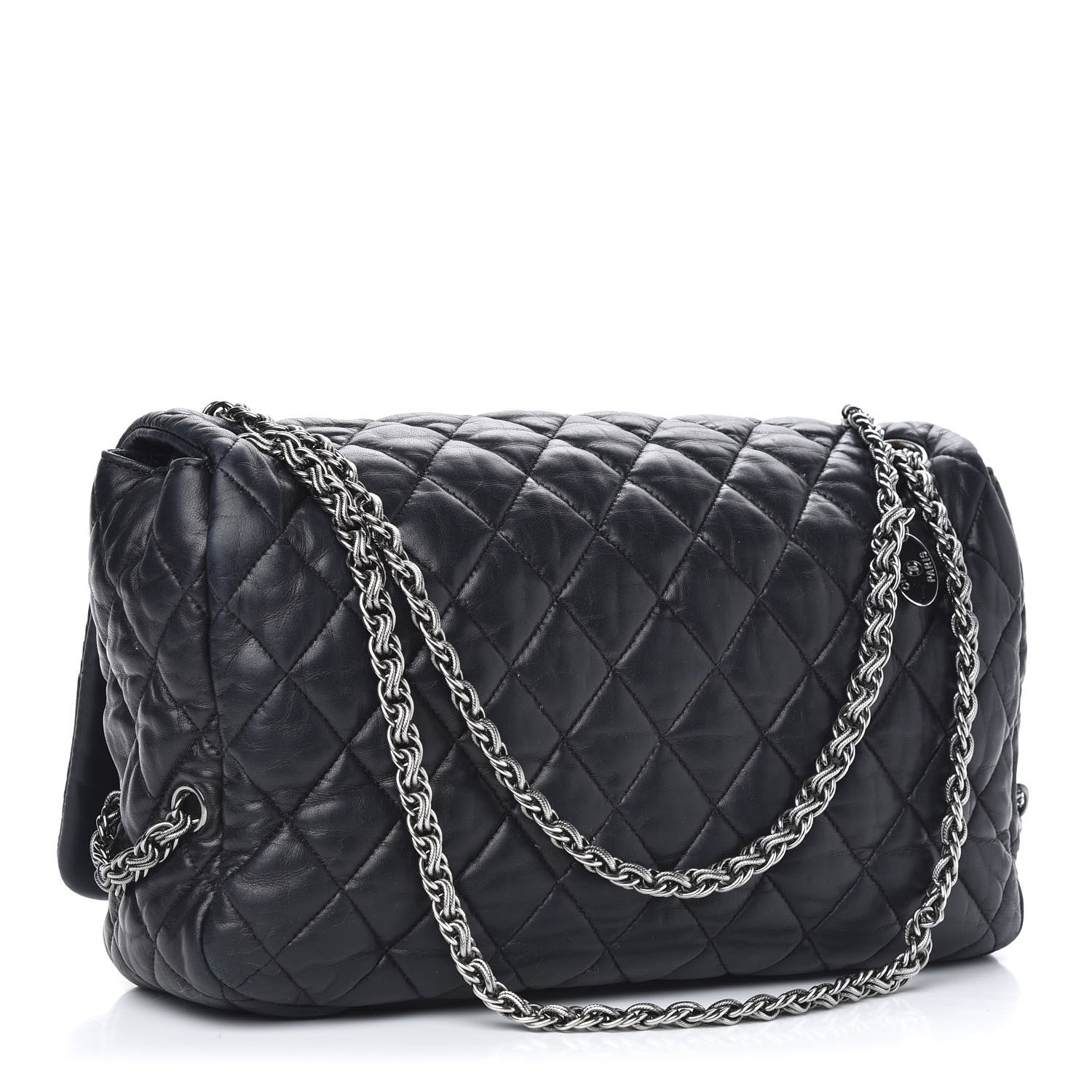 CHANEL【PARIS】 CHANEL Matelasse 25 Double Flap Chain Shoulder Bag Leather BK