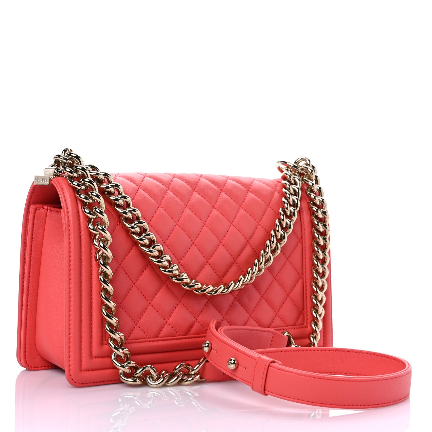 Chanel Calfskin Quilted Medium Boy Flap Coral 3 of 11