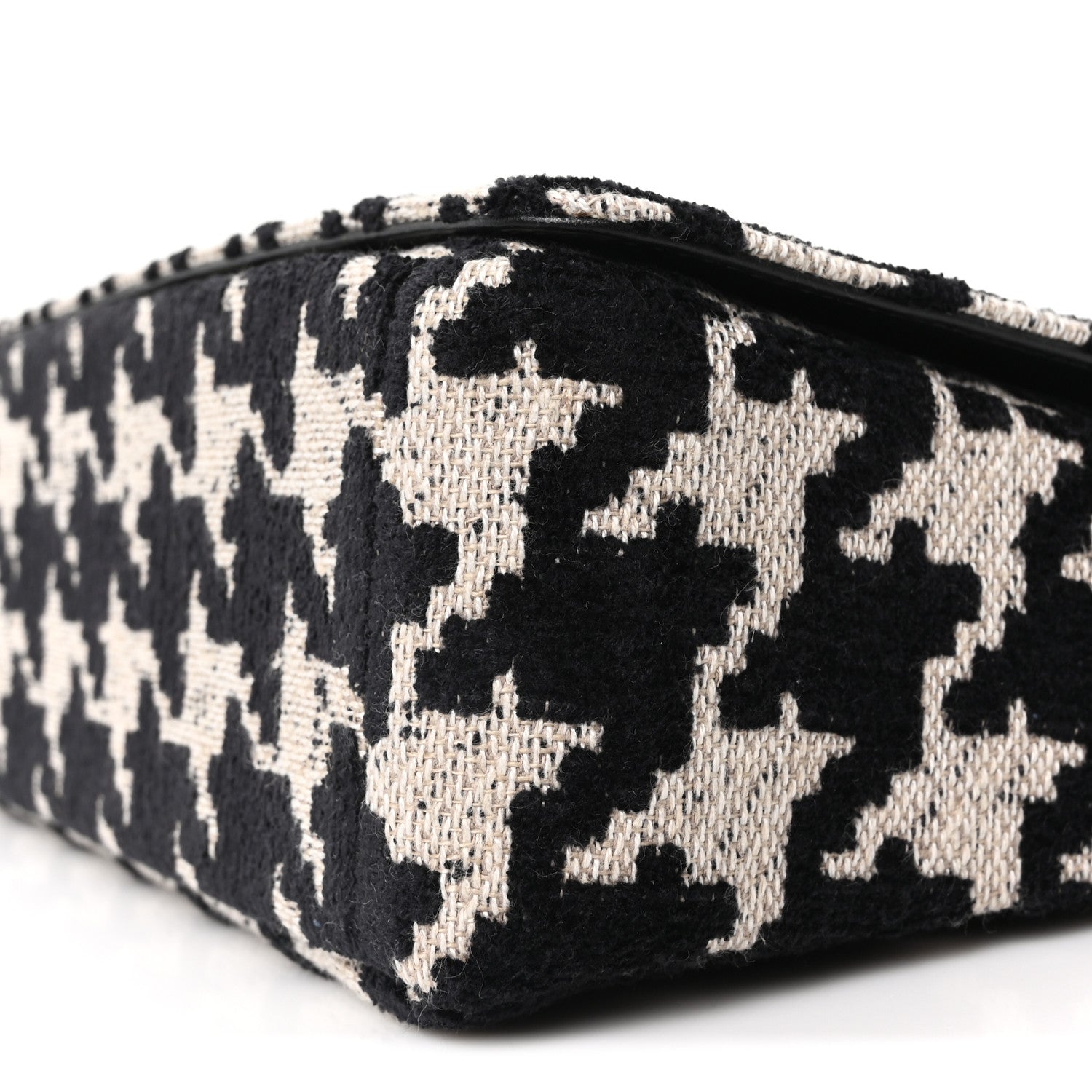 Christian Dior Technical Canvas Macro Houndstooth Medium Caro Bag Black White 10 of 10