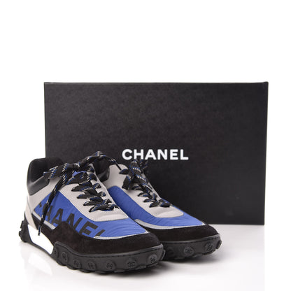 Chanel Nylon Calfskin CC Sneakers 40 Blue Black Grey 9 of 9