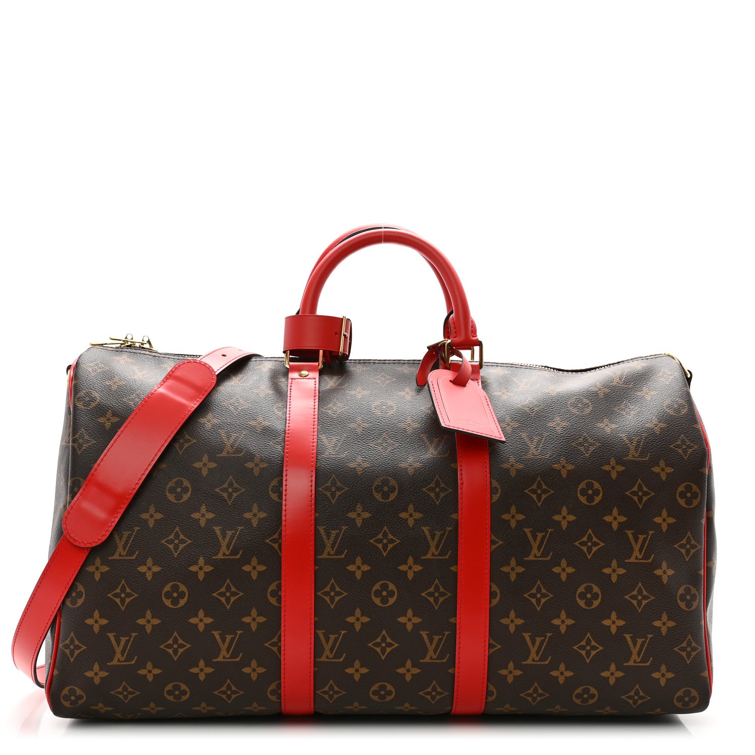Louis Vuitton Calfskin Monogram Keepall Bandouliere 50 Coquelicot 1 of 11