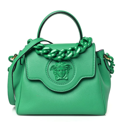 Versace Grained Calfskin Small La Medusa Top Handle Bag Turquoise 1 of 9