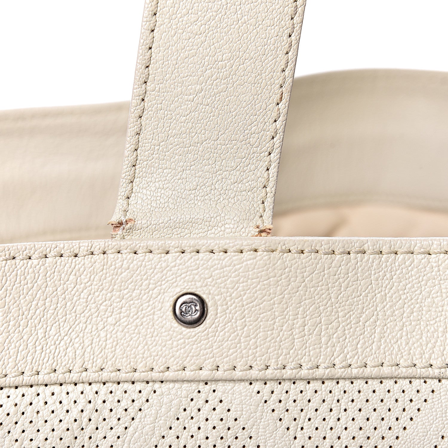 Chanel Goatskin Perforated Large CC Tote White 17 of 22