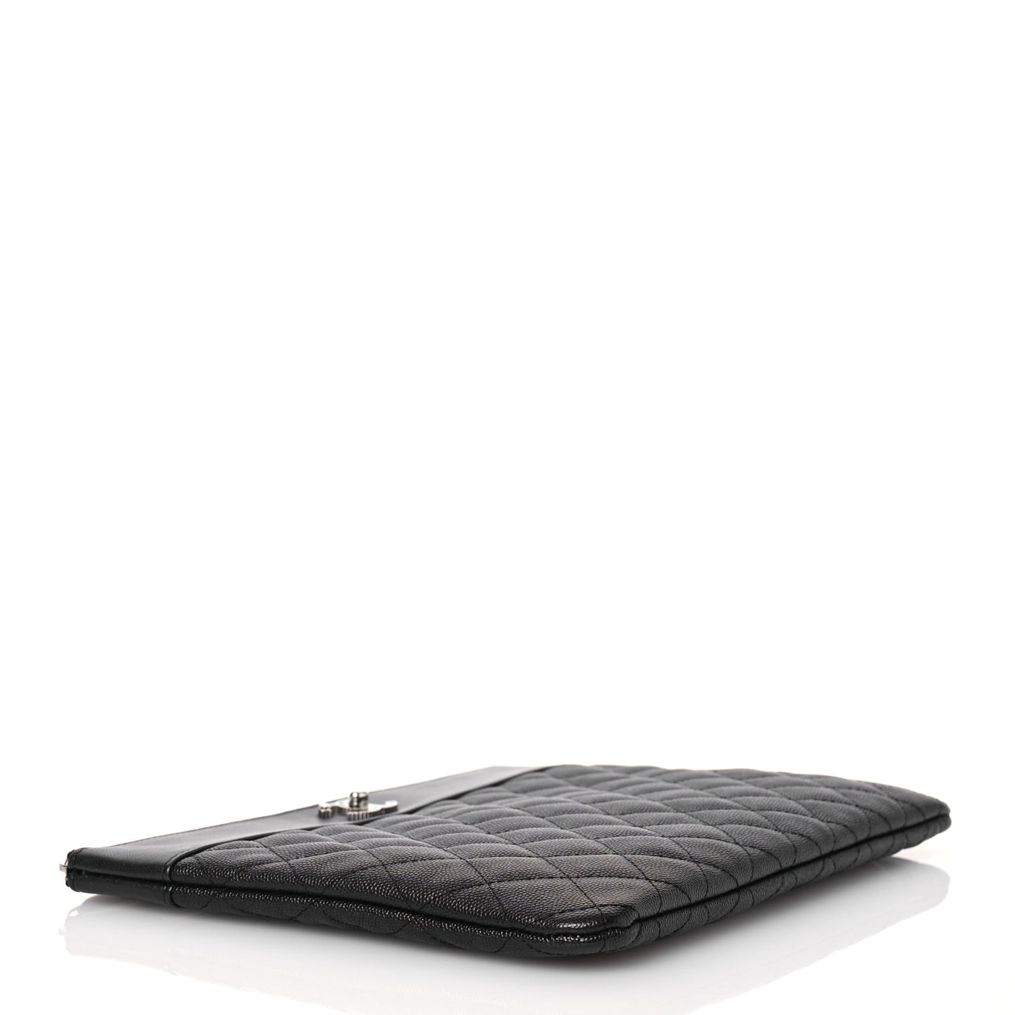 Caviar Quilted Mademoiselle Vintage Large Zip Pouch Black