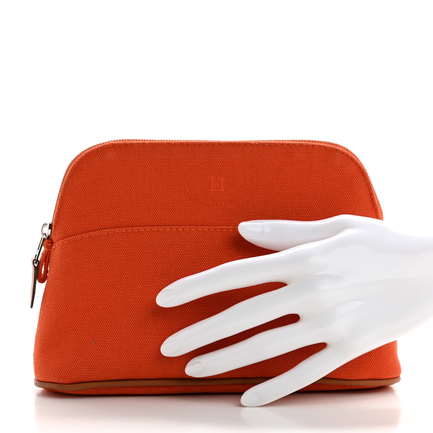 Hermes Cotton Canvas Mini Bolide Travel Cosmetic Pouch Feu 2 of 8
