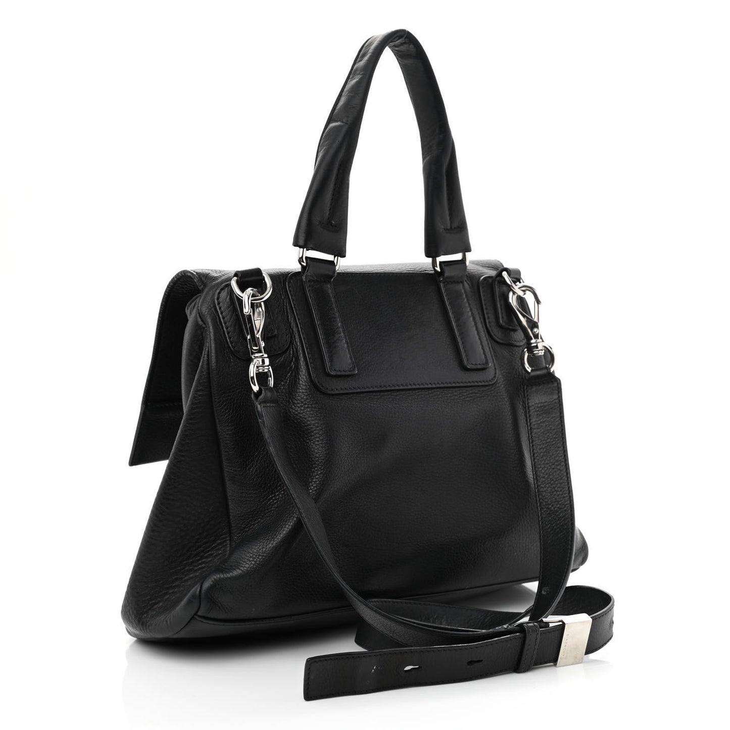 Pebbled Calfskin Small Pandora Pure Flap Bag Black