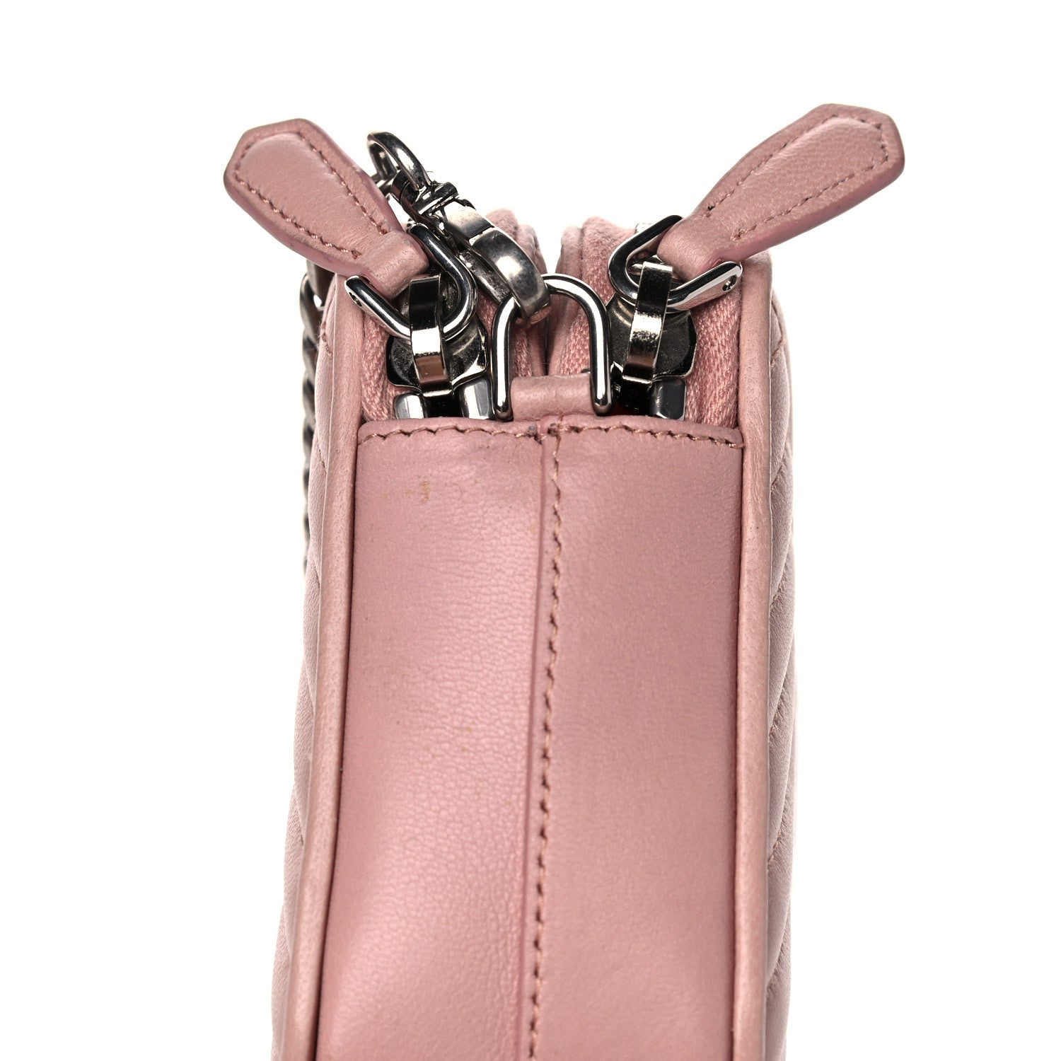 Prada Nappa Impunture Diagramme Mini Double Zip Chain Crossbody Bag Orchidea 13 of 16