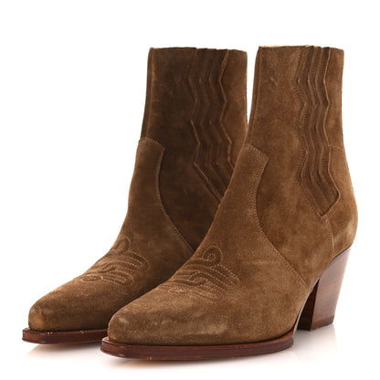 Hermes Suede Womens Vegas Ankle Boot 40 Brun Fume 4 of 16
