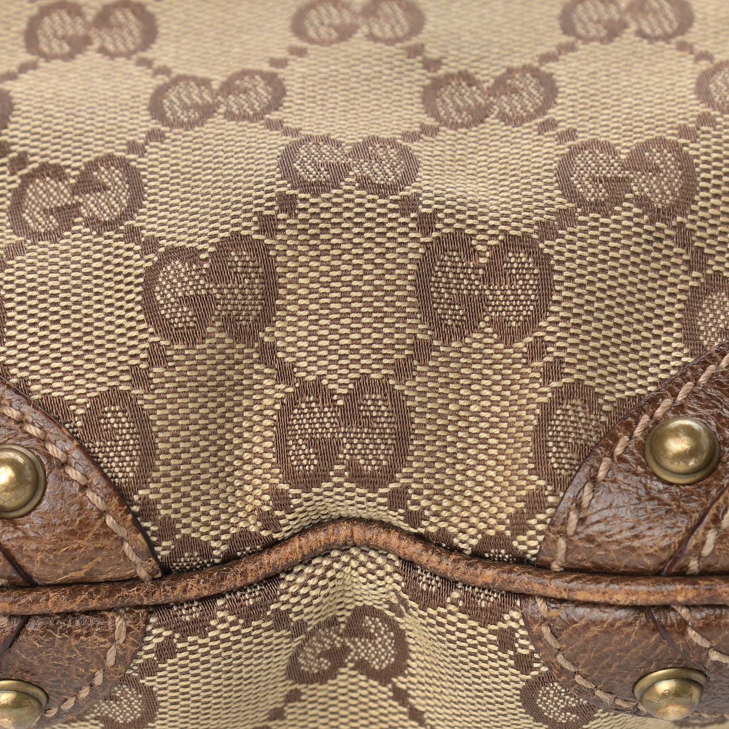 Monogram Web Studded Pelham Shoulder Bag Dark Brown