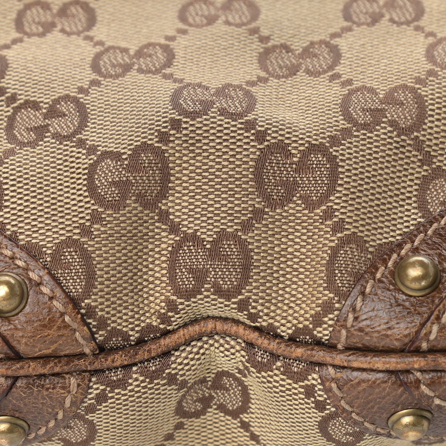 Gucci Monogram Web Studded Pelham Shoulder Bag Dark Brown 9 of 13