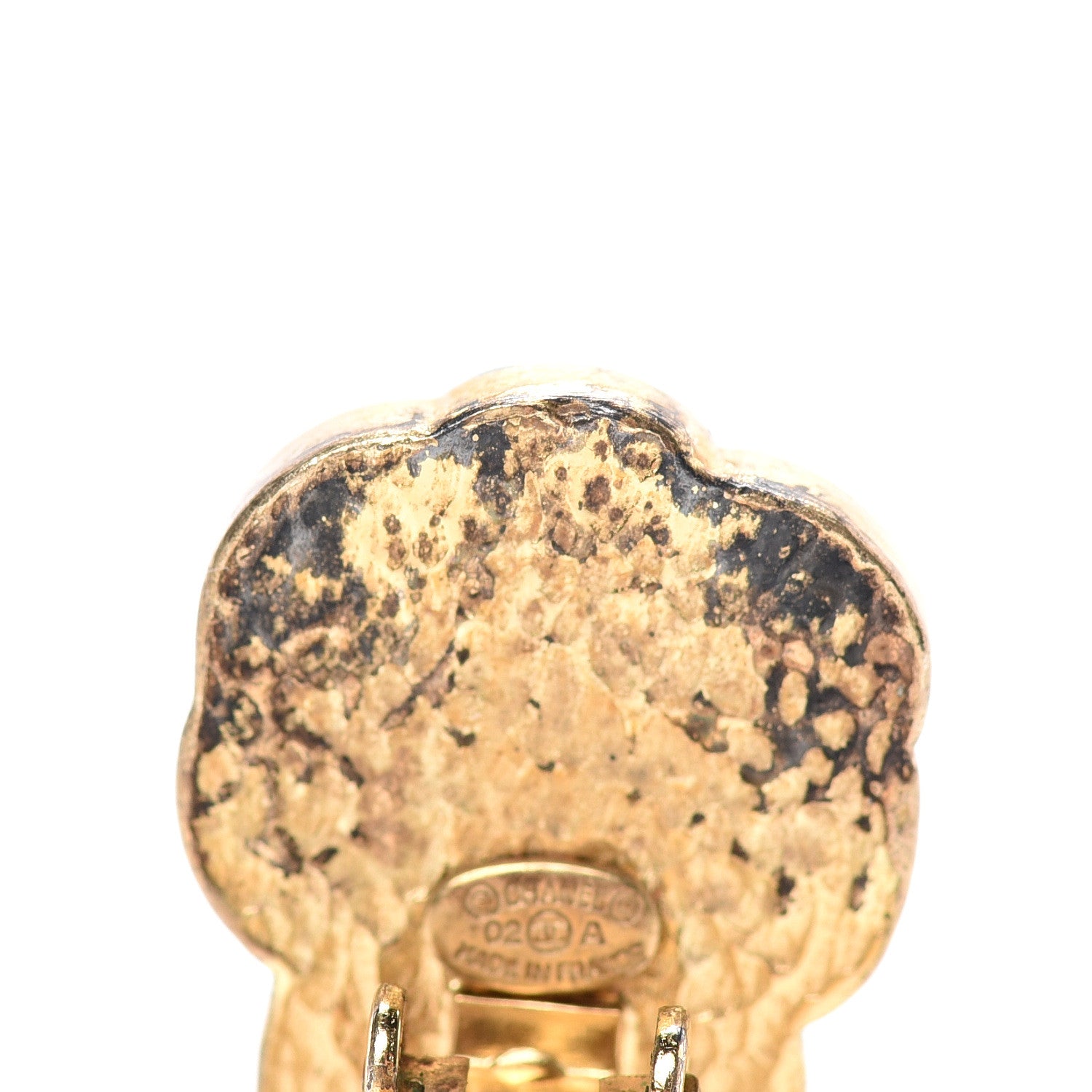 Chanel Enamel CC Camellia Clip On Earrings Black Gold 5 of 6