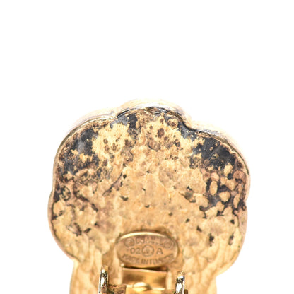 Chanel Enamel CC Camellia Clip On Earrings Black Gold 5 of 6