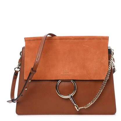 Chloe Suede Calfskin Medium Faye Shoulder Bag Tobacco 1 of 10