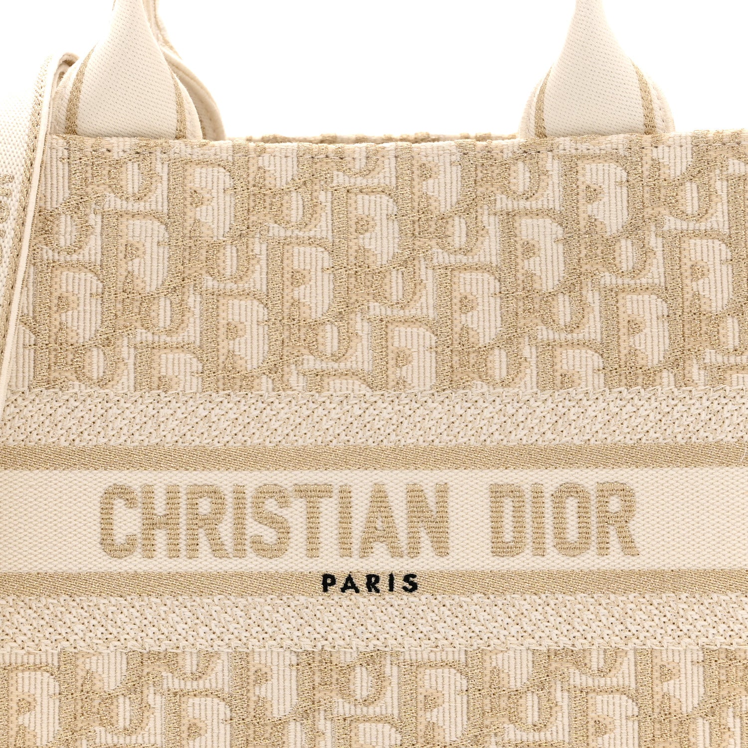 Christian Dior Oblique Chambray Calfskin Small Book Tote With Strap Gold Natural 9 of 12
