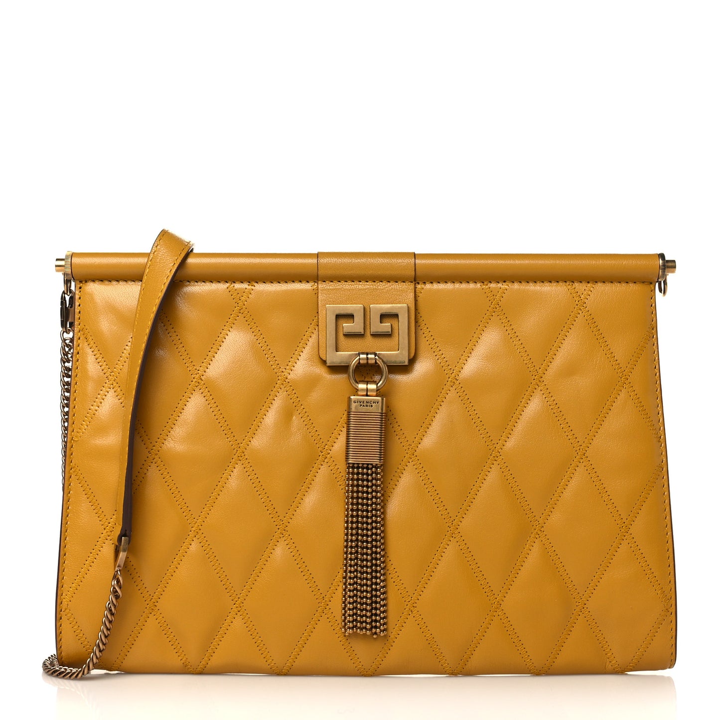 Goatskin Quilted Medium Gem Bag Golden