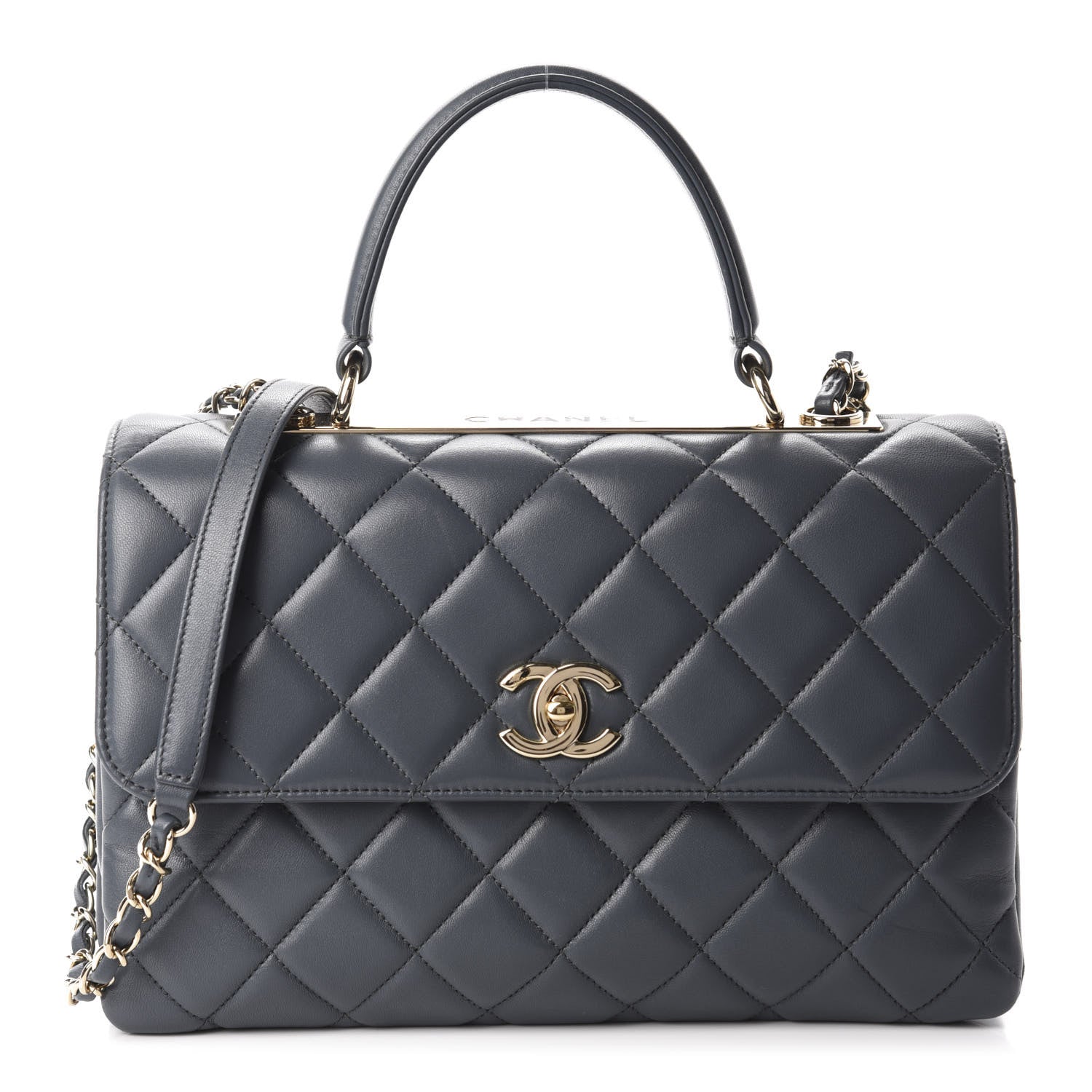 Chanel Lambskin Quilted Medium Trendy CC Flap Dual Handle Bag Grey 1 of 11