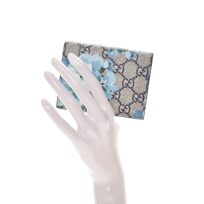 Gucci GG Supreme Monogram Blooms Card Case Beige Blue Navy Hibiscus Red 2 of 8
