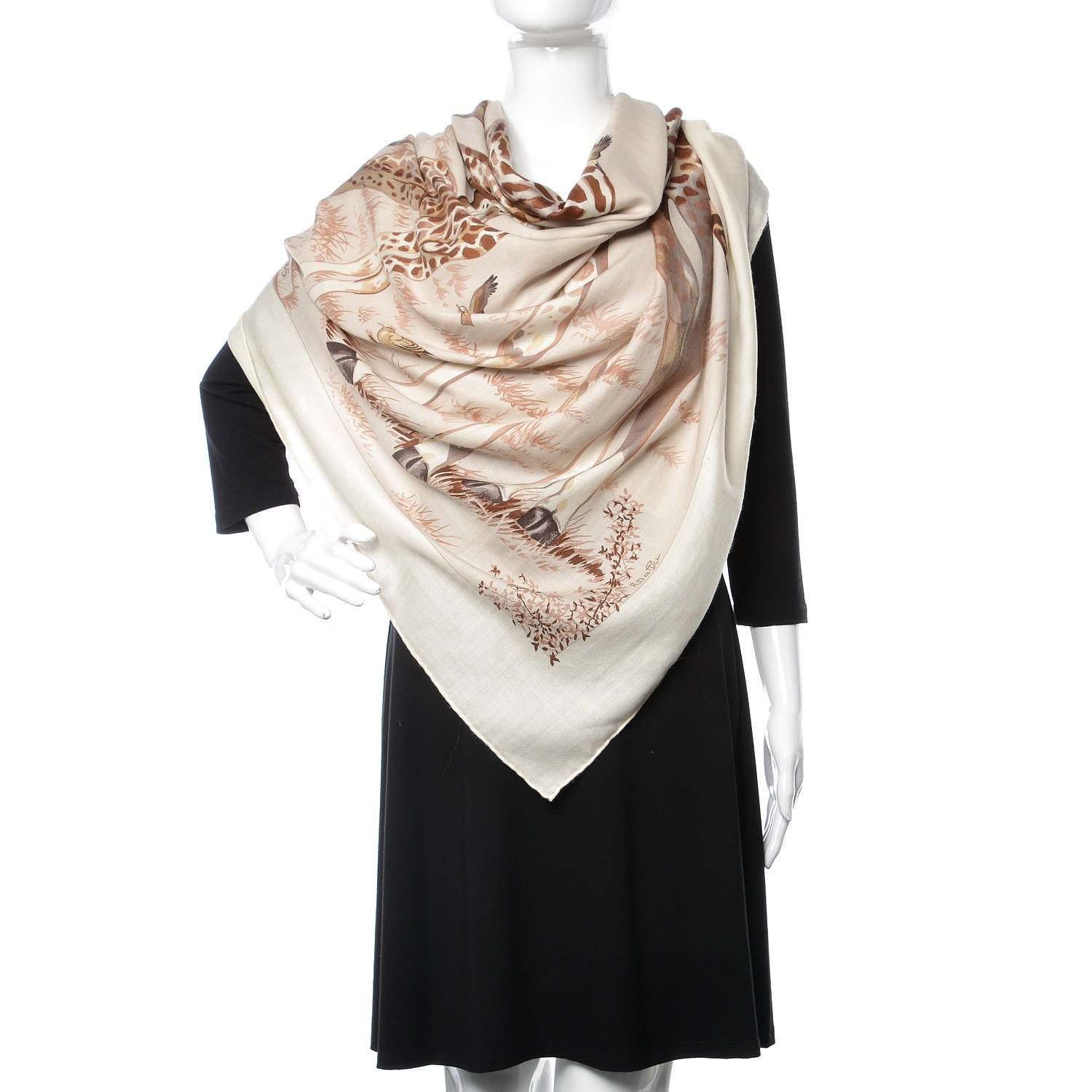 Hermes Cashmere Silk Les Girafes Shawl 140 380234 – FASHIONPHILE