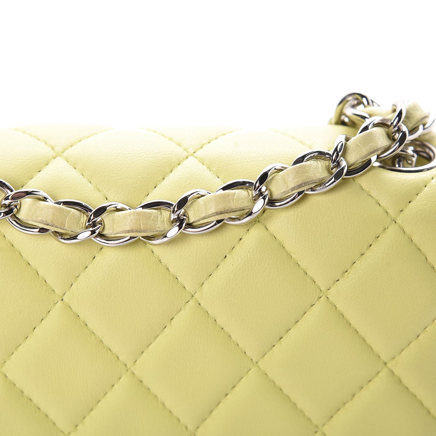 Lambskin Quilted Mini Square Flap Yellow