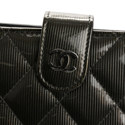 Chanel Striated Patent CC French Wallet Dark Grey 10 of 11