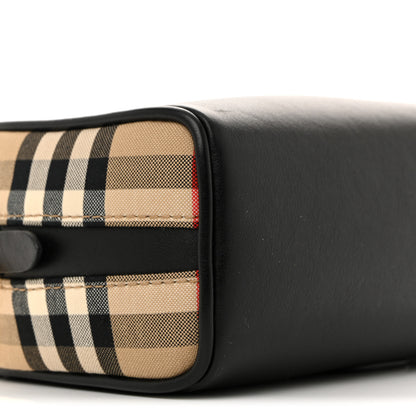 Burberry Calfskin Vintage Check Half Cube Crossbody Bag Black 9 of 10