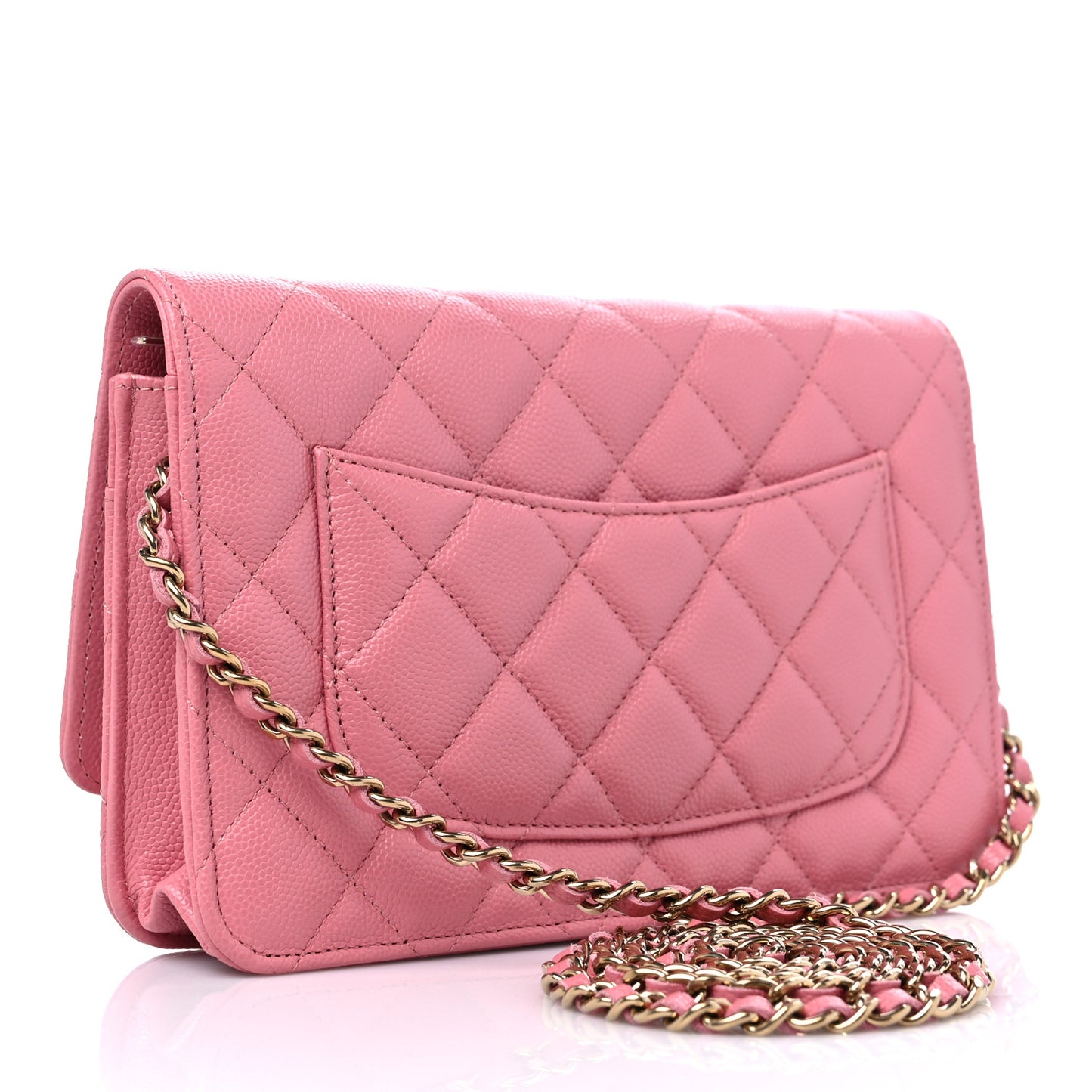 Caviar Quilted Wallet On Chain WOC Dark Pink