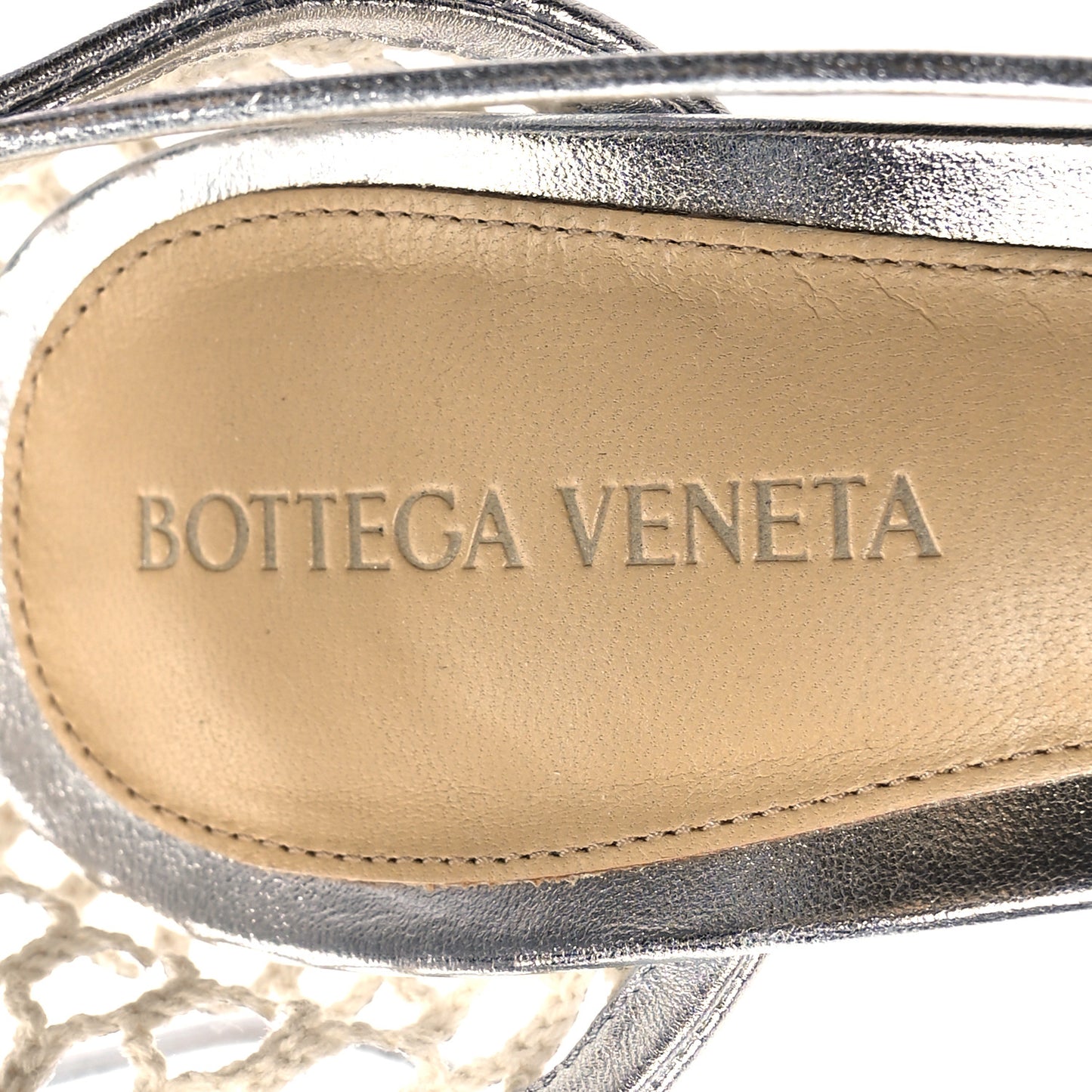 Mesh Metallic Nappa Stretch Ankle Tie Sandals 39 Silver