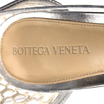 Bottega Veneta Mesh Metallic Nappa Stretch Ankle Tie Sandals 39 Silver 7 of 7
