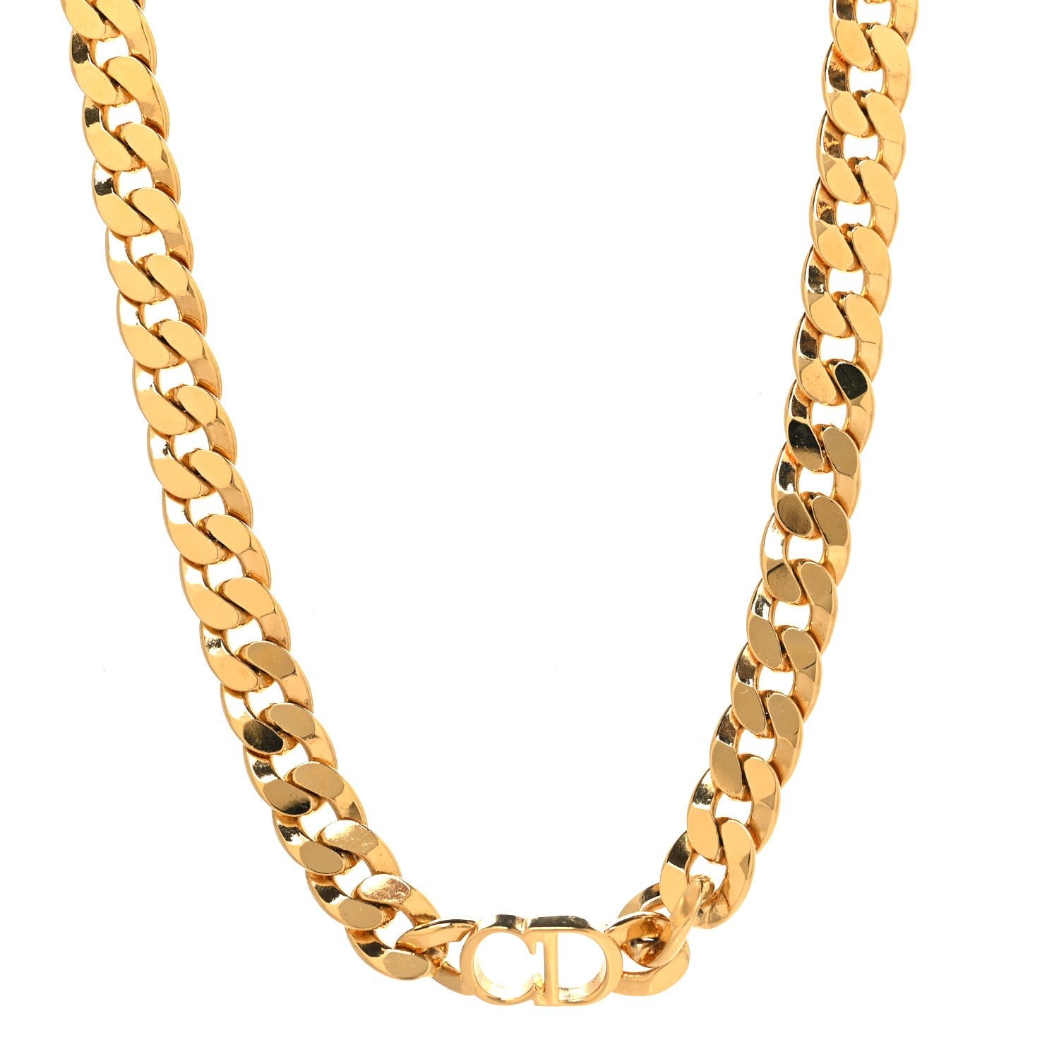 Christian Dior Metal CD Choker Necklace Gold 1 of 5