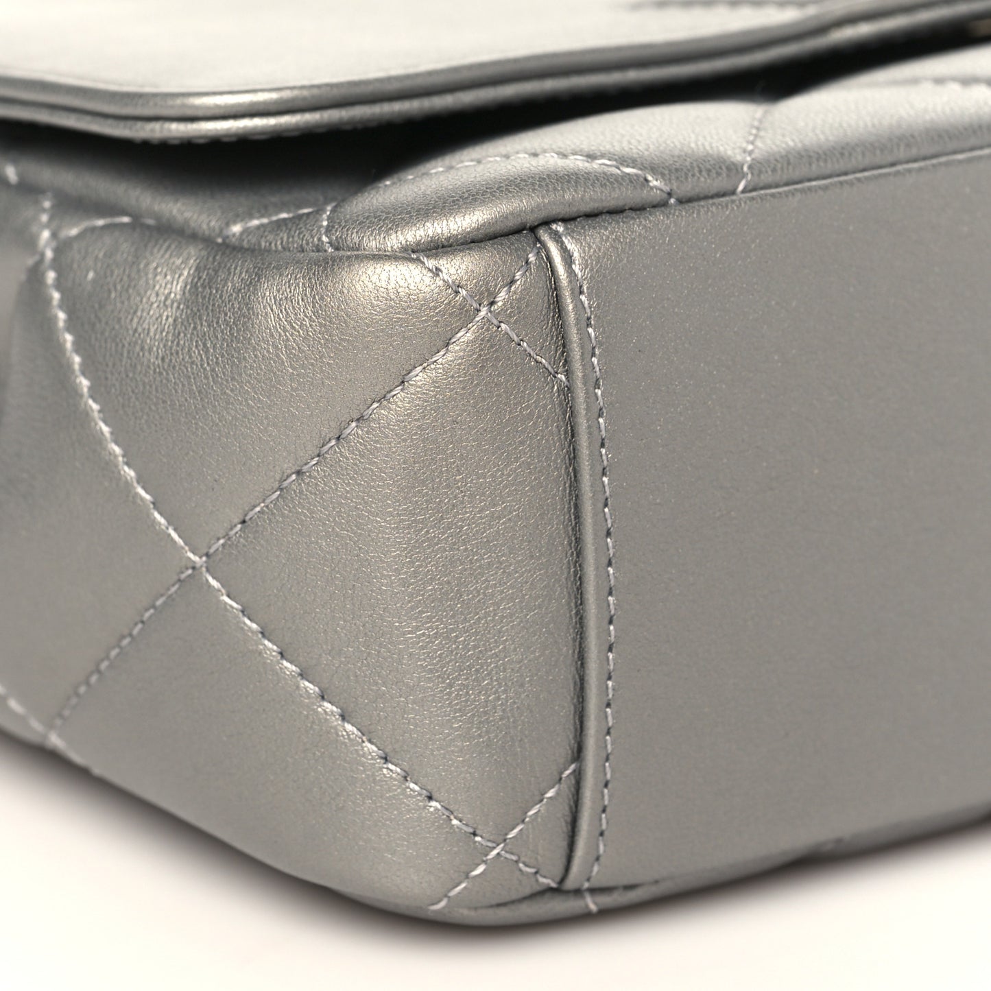 Metallic Lambskin Quilted Timeless CC Flap Silver