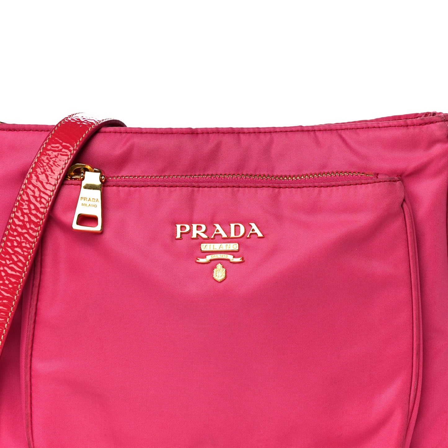 Tessuto Nylon Patent Pocket Messenger Bag Fuxia